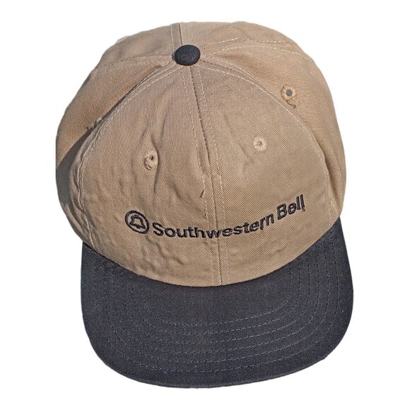 Vintage Southwestern Bell Strap-back baseball cap Khaki black Diamond Caps Numo - Picture 1 of 6